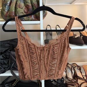 NWT Victoria's Secret Brown Lace Corset Top